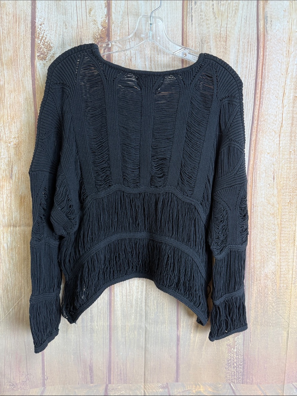 💵NWT J.O.A. Black Shredded -Textured Oversized Women's Sweater Size Medium - Picture 2 of 8